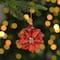 Red & Gold Glittery Poinsettia Glass Christmas Ornament